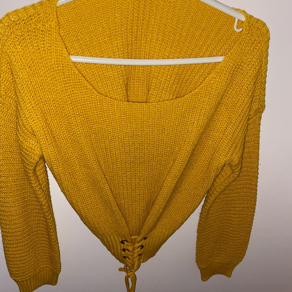 cropped yellow sweater